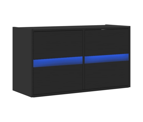 Mueble de TV de pared con luces LED negro 80x31x45 cm