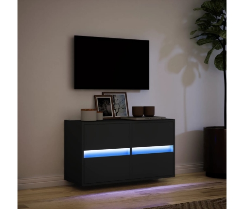 Mueble de TV de pared con luces LED negro 80x31x45 cm