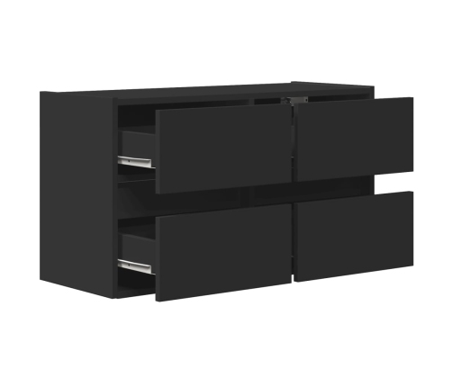 Mueble de TV de pared con luces LED negro 80x31x45 cm