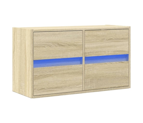 Mueble de TV de pared con luces LED roble Sonoma 80x31x45 cm