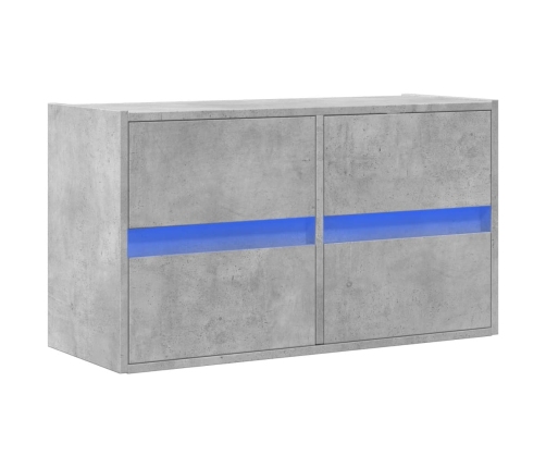 Mueble de TV de pared con luces LED gris hormigón 80x31x45 cm