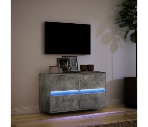 Mueble de TV de pared con luces LED gris hormigón 80x31x45 cm