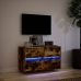 Mueble de TV de pared con luces LED roble ahumado 80x31x45 cm