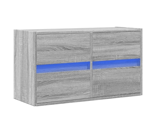 Mueble de TV de pared con luces LED gris Sonoma 80x31x45 cm