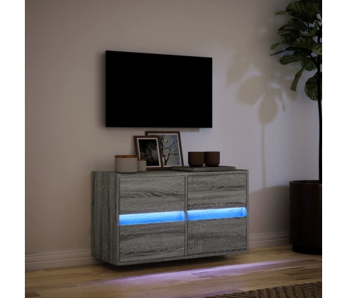 Mueble de TV de pared con luces LED gris Sonoma 80x31x45 cm