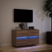 Mueble de TV de pared con luces LED marrón roble 80x31x45 cm