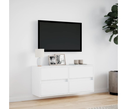 Mueble de TV de pared con luces LED blanco 100x31x45 cm