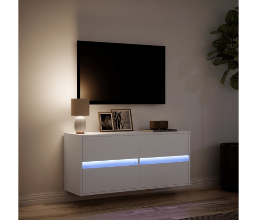 Mueble de TV de pared con luces LED blanco 100x31x45 cm