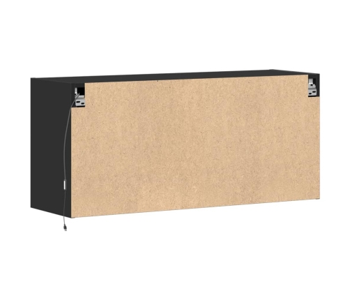 Mueble de TV de pared con luces LED negro 100x31x45 cm