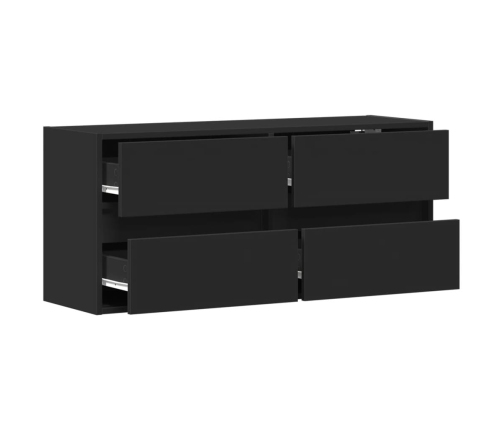 Mueble de TV de pared con luces LED negro 100x31x45 cm