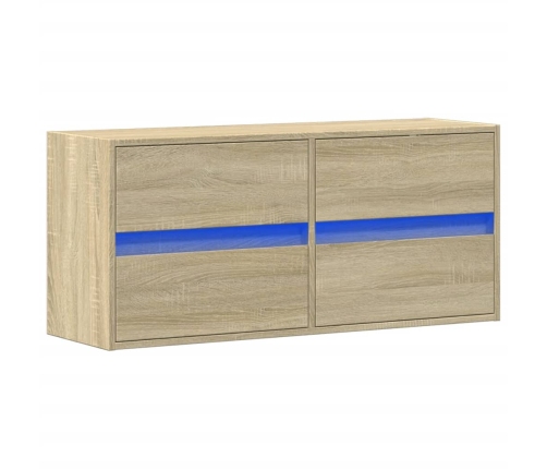 Mueble de TV de pared con luces LED roble Sonoma 100x31x45 cm