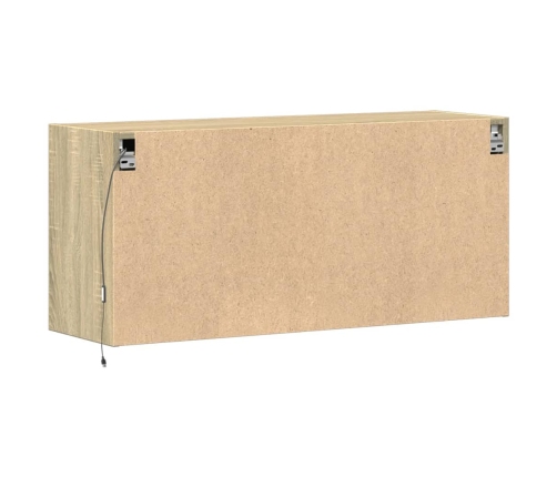 Mueble de TV de pared con luces LED roble Sonoma 100x31x45 cm