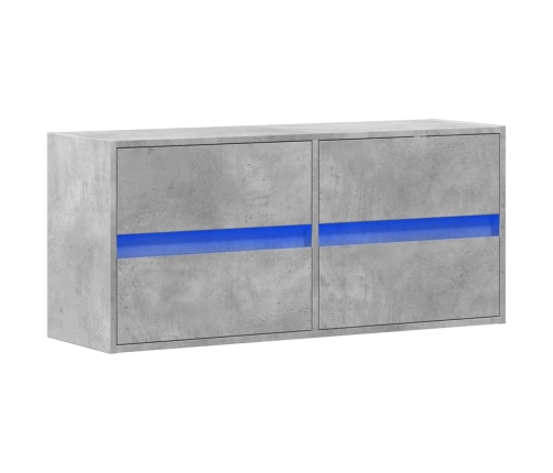 Mueble de TV de pared con luces LED gris hormigón 100x31x45 cm