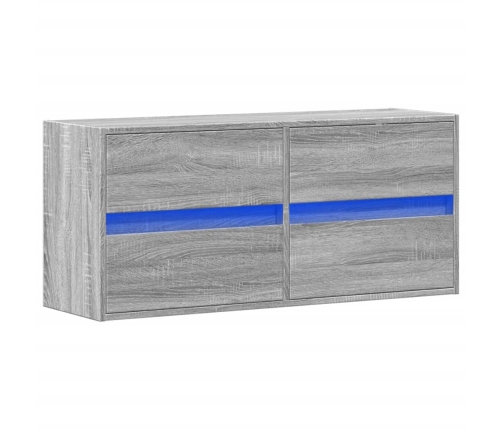 Mueble de TV de pared con luces LED gris Sonoma 100x31x45 cm