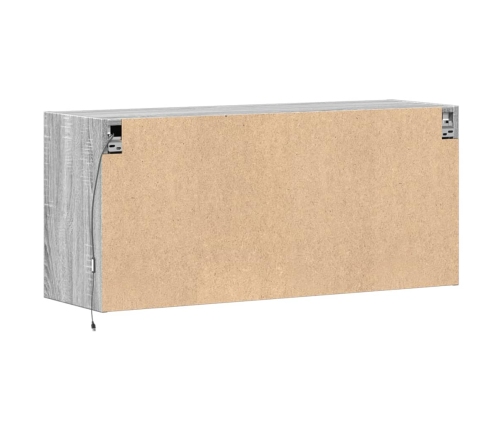 Mueble de TV de pared con luces LED gris Sonoma 100x31x45 cm