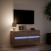 Mueble de TV de pared con luces LED marrón roble 100x31x45 cm