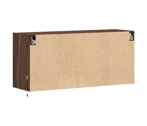 Mueble de TV de pared con luces LED marrón roble 100x31x45 cm