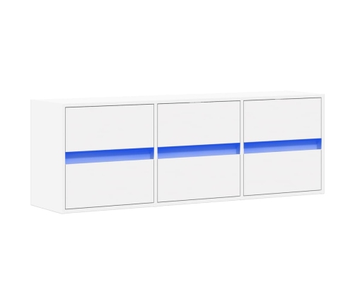 Mueble de TV de pared con luces LED blanco 130x31x45 cm