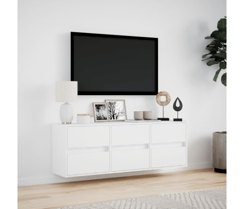 Mueble de TV de pared con luces LED blanco 130x31x45 cm