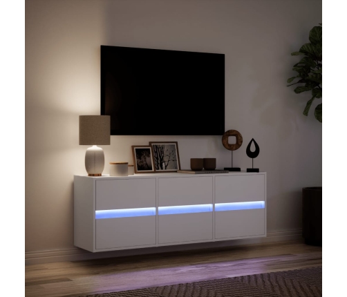 Mueble de TV de pared con luces LED blanco 130x31x45 cm