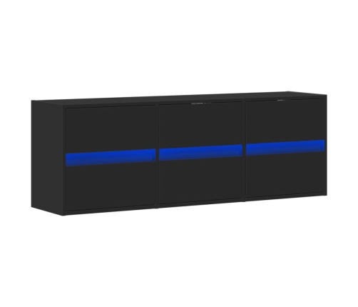 Mueble de TV de pared con luces LED negro 130x31x45 cm