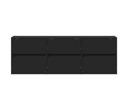 Mueble de TV de pared con luces LED negro 130x31x45 cm