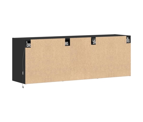 Mueble de TV de pared con luces LED negro 130x31x45 cm