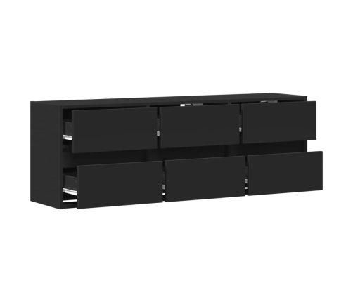 Mueble de TV de pared con luces LED negro 130x31x45 cm