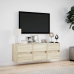 Mueble de TV de pared con luces LED roble Sonoma 130x31x45 cm