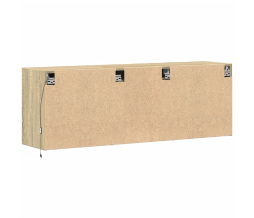 Mueble de TV de pared con luces LED roble Sonoma 130x31x45 cm