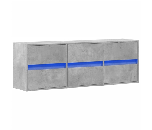 Mueble de TV de pared con luces LED gris hormigón 130x31x45 cm