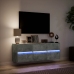 Mueble de TV de pared con luces LED gris hormigón 130x31x45 cm