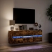 Mueble de TV de pared con luces LED roble ahumado 130x31x45 cm