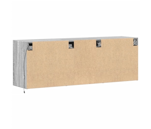 Mueble de TV de pared con luces LED gris Sonoma 130x31x45 cm