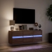 Mueble de TV de pared con luces LED marrón roble 130x31x45 cm