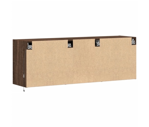 Mueble de TV de pared con luces LED marrón roble 130x31x45 cm