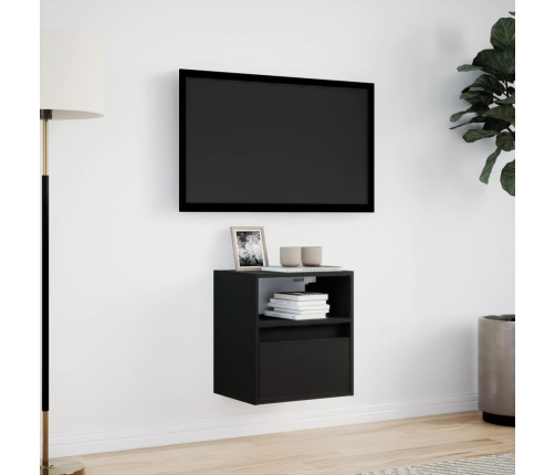 Mueble de TV de pared con luces LED negro 41x31x45 cm