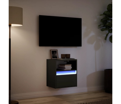 Mueble de TV de pared con luces LED negro 41x31x45 cm