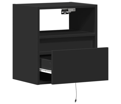 Mueble de TV de pared con luces LED negro 41x31x45 cm