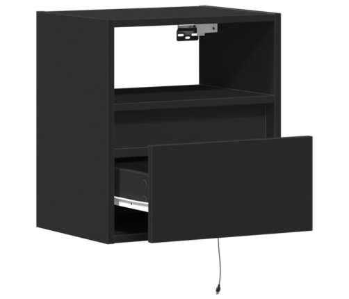 Muebles de TV de pared con luces LED 2 uds negro 41x31x45 cm