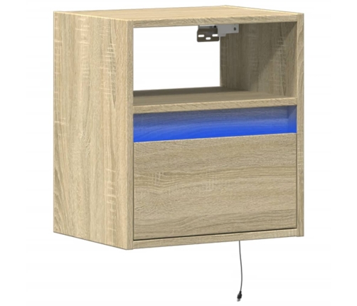 Mueble de TV de pared con luces LED roble Sonoma 41x31x45 cm