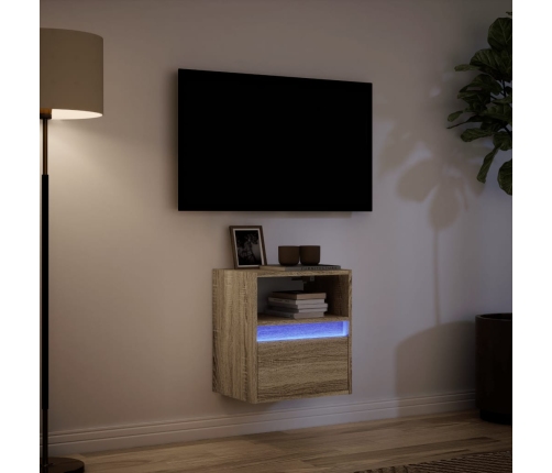 Mueble de TV de pared con luces LED roble Sonoma 41x31x45 cm