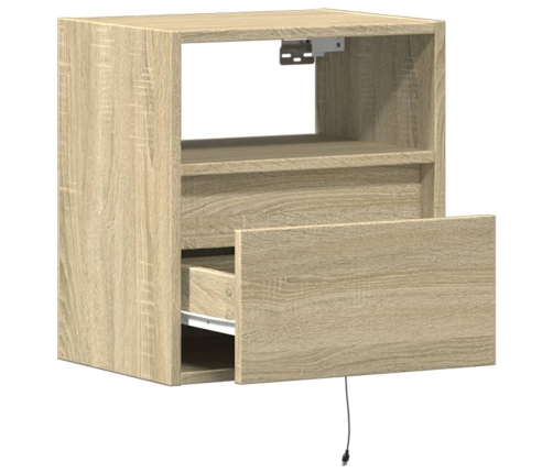 Mueble de TV de pared con luces LED roble Sonoma 41x31x45 cm