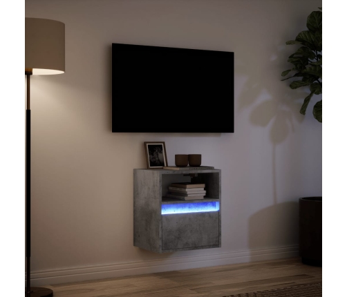 Mueble de TV de pared con luces LED gris hormigón 41x31x45 cm