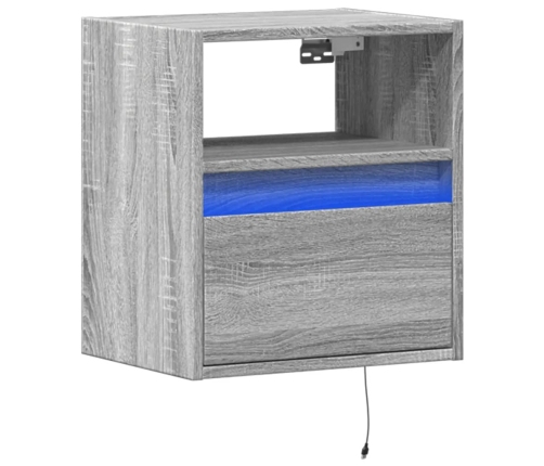 Mueble de TV de pared con luces LED gris Sonoma 41x31x45 cm