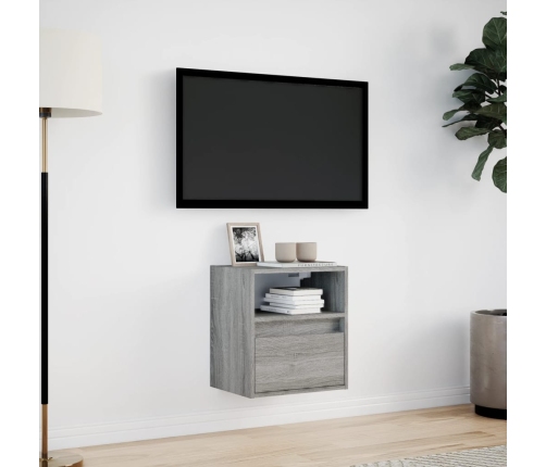 Mueble de TV de pared con luces LED gris Sonoma 41x31x45 cm