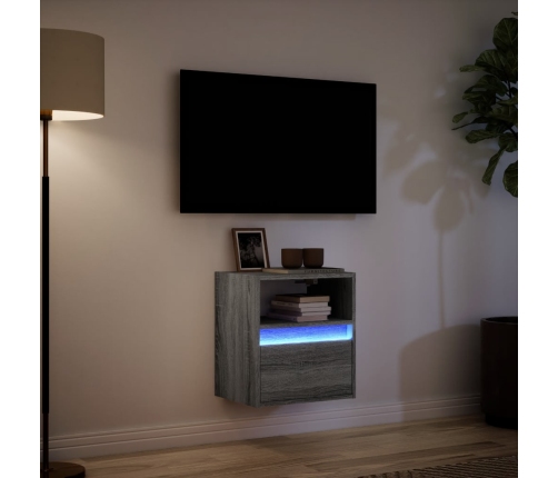 Mueble de TV de pared con luces LED gris Sonoma 41x31x45 cm