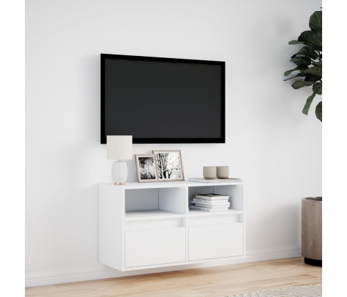 Mueble de TV de pared con luces LED blanco 80x31x45 cm