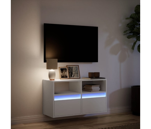 Mueble de TV de pared con luces LED blanco 80x31x45 cm