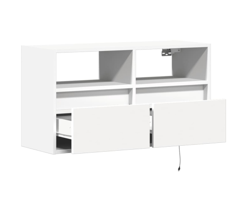 Mueble de TV de pared con luces LED blanco 80x31x45 cm